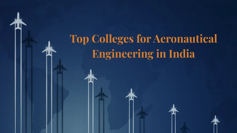 Top colleges for aeronautical engineering in India with aviation aircraft background graphic