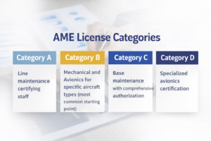AME license categories A B C D explained for aircraft maintenance engineers