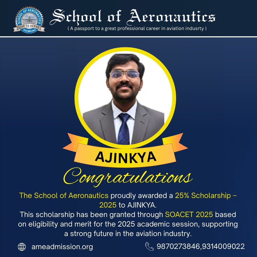 SOACET Scholarship 2025 Cleared Ajinkya AME Course in SOA Neemrana