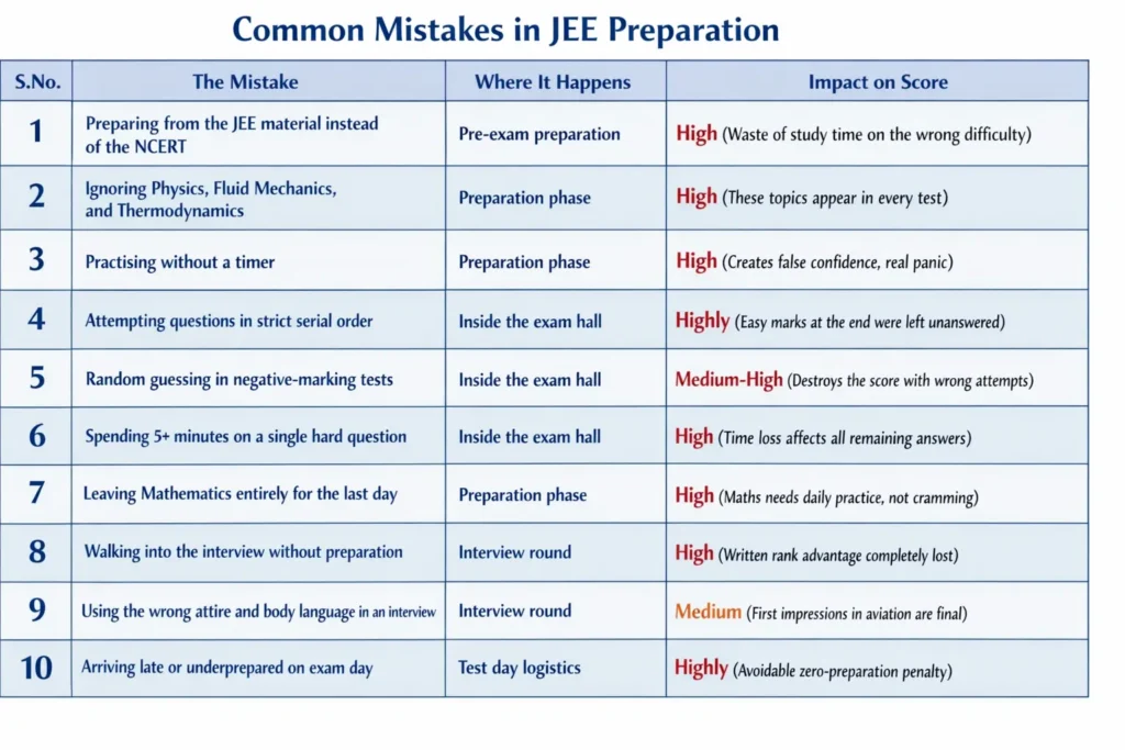 common mistakes in jee preparation students exam strategy mistakes chart