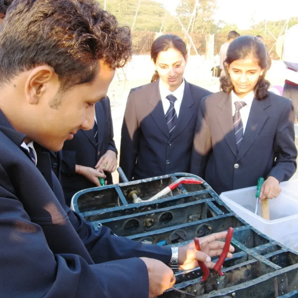 ame students practical training aircraft maintenance engineering lab india