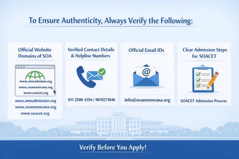 SOA Neemrana official website contact email SOACET admission verification guide