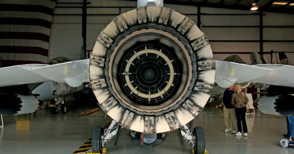 aircraft jet engine front view aviation maintenance engineering aircraft engine inspection