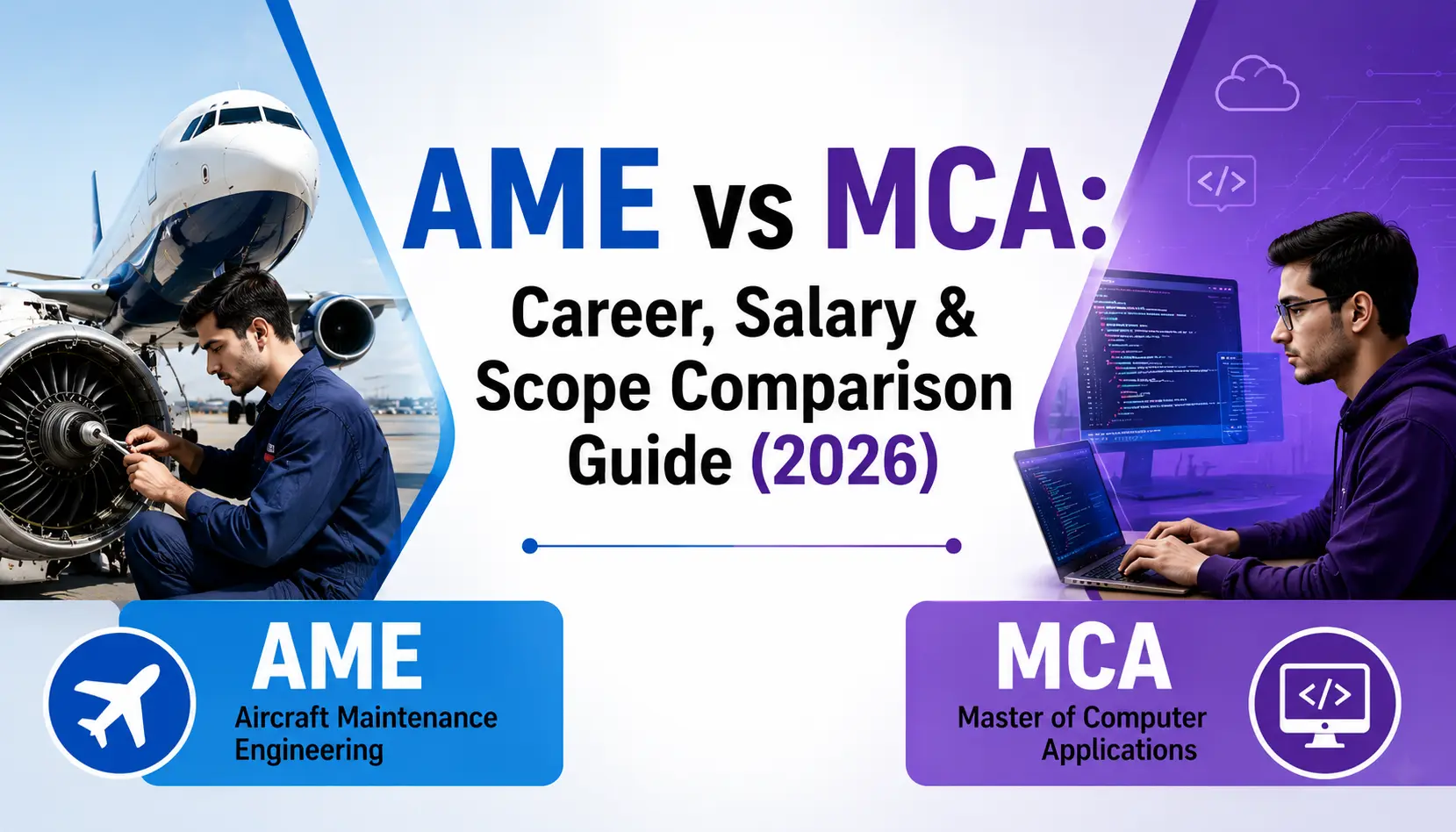 ame vs mca career salary scope comparison aircraft maintenance engineering vs master of computer applications 2026