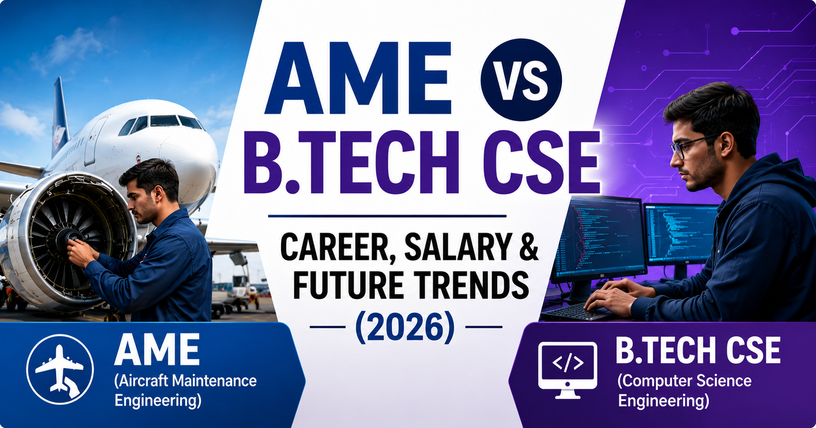 ame vs btech cse career salary future trends 2026 aircraft maintenance engineering vs computer science engineering