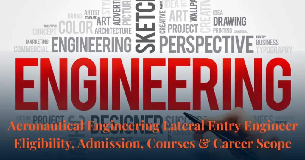Aeronautical Engineering lateral entry text banner with engineering word cloud background