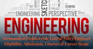 Aeronautical Engineering lateral entry text banner with engineering word cloud background