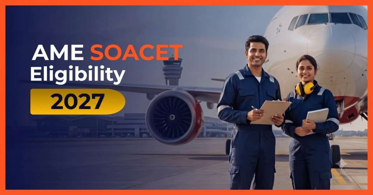 AME course eligibility criteria 2027 banner featuring aircraft maintenance technicians in front of an airplane