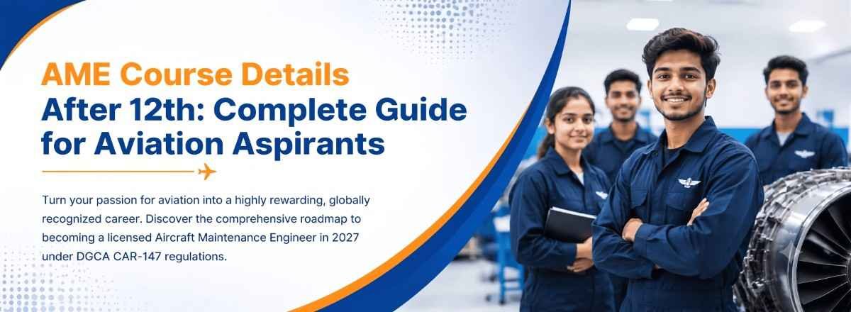 Group of aviation students in maintenance uniforms next to a jet engine for AME course details guide
