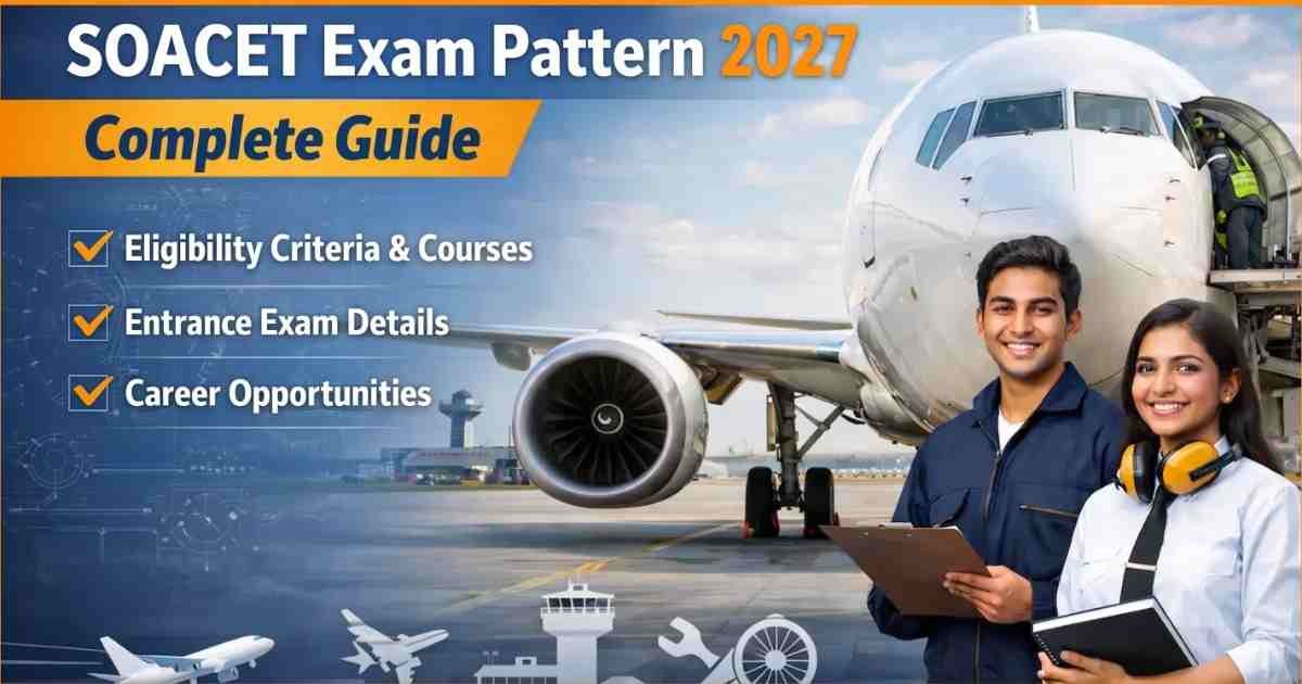 SOACET exam pattern 2027 complete guide banner with aviation students standing in front of an airplane