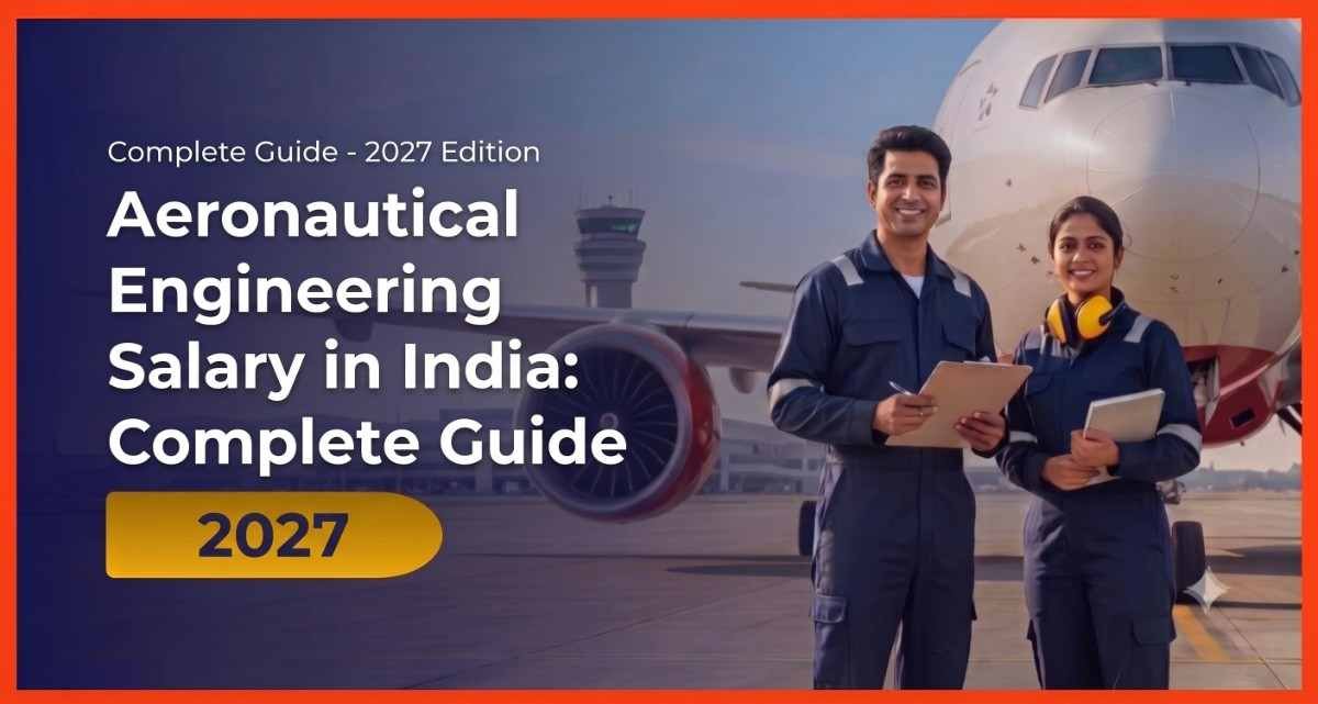 Aeronautical Engineering salary in India 2027 guide banner featuring male and female aviation engineers