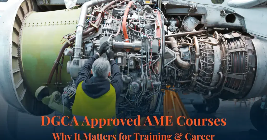 AME trainees learning aircraft maintenance in a hangar training environment