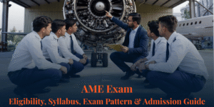 AME exam and aircraft maintenance engineering students in an aviation training hangar