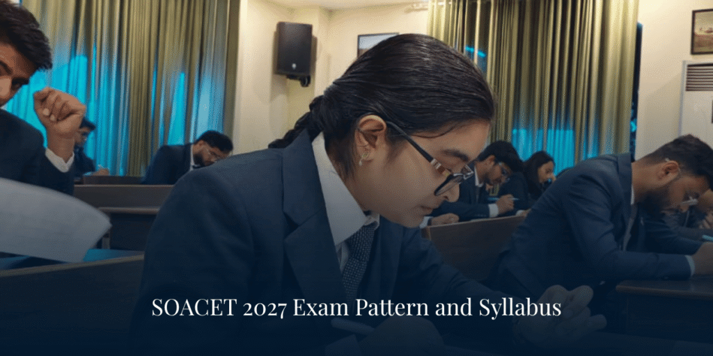 Students in uniform taking examination in a classroom for SOACET 2027 exam pattern and syllabus