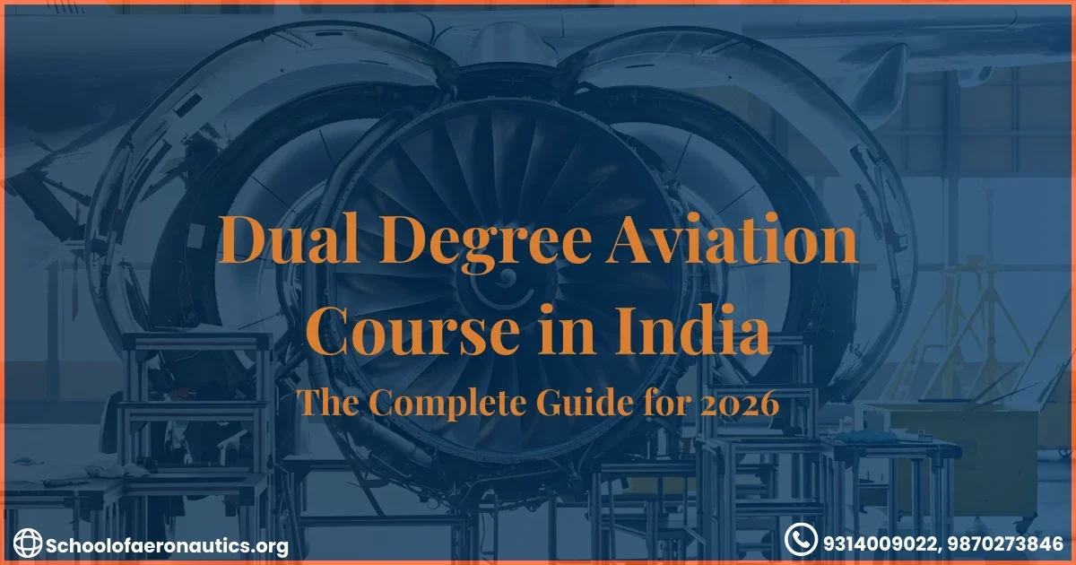 Dual degree aviation course in India 2026 complete guide with aircraft engine background