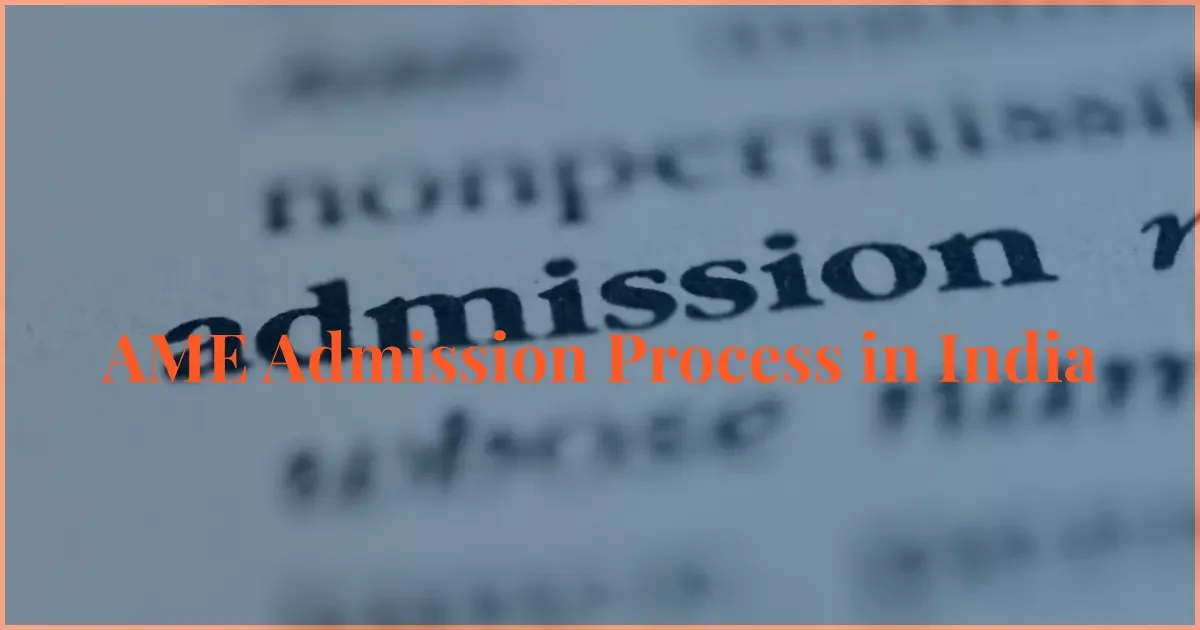 AME admission process in India banner with admission concept background